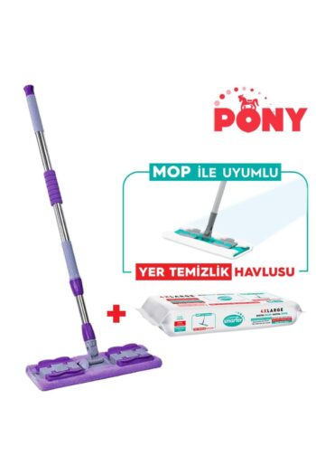 Pony Mandallı Mop Yer Temizlik Havlusu Hediyeli Microfiber Yüzey Set Paspas Duvar Cam Kıskaçlı