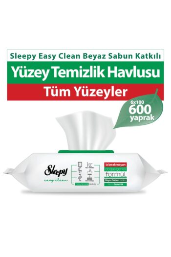 Sleepy Easy Clean Beyaz Sabun Katkılı Yüzey Temizlik Havlusu 6x100 (600 YAPRAK)