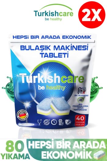 Turkishcare Turkiscare Hepsi 1 Arada 40 lı Bulaşık Makinası Tableti x 2 Paket (80 Tablet)