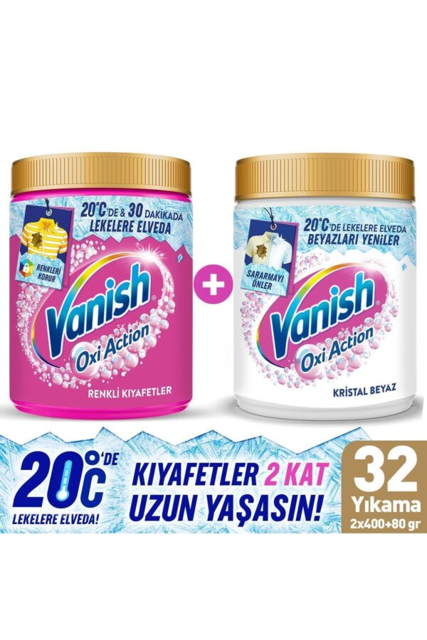 Vanish Oxi Action Multipower Beyazlar ve Renkliler Deterjan Güçlendirici Toz ve Leke Çıkarıcı 480 Gram x2