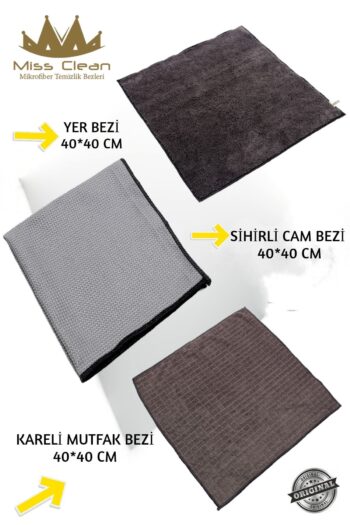 MissClean ( 3 Adet ) Temizlik Başlangıç Seti Cam Bezi , Mutfak Bezi , Yer Temizlik Bezi 40 *40 Cm