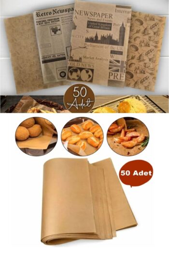 AYGÖREN HOME 2'Li Set Fırınlanabilir Kendinden Yağlı Pişirme Kağıdı Ve 50 Adet Karışık Desen Sunum Kağıdı