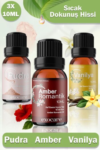 exocare Pudra, Amber, Vanilya Esansiyel Buhurdanlık Difüzör Yağı,oda banyo ve dolap parfümü,Kokus 10ml