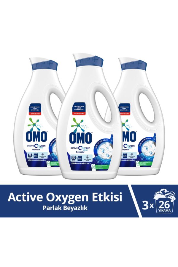 Omo Active Oxygen Etkisi Sıvı Çamaşır Deterjanı Beyazlar Için Leke Çıkarıcı 1690 ml X3