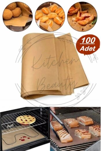 Kitchen Beauty 100 Adet Fırınlanabilir Kendinden Yağlı Pişirme Kağıdı 30x40 Fırın Kağıdı Airfryer Kağıdı