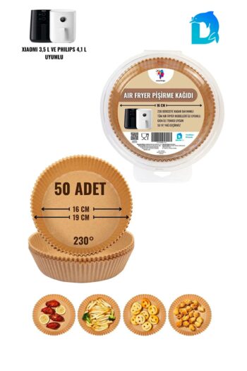 DolphFin Fritöz Pişirme Kağıdı Airfyer Pişirme Kağıdı 50 Adet Tüm Airfryer Modelleri Ile Uyumlu