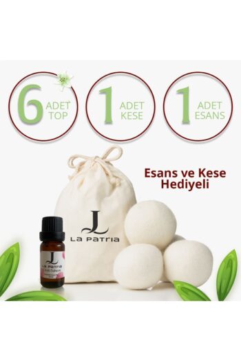 LaPatria 6 Adet Xxl Yün Çamaşır Kurutma Makinesi Topu (1ADET KESE VE 1 ADET ESANS YAĞ 10ML HEDİYE)