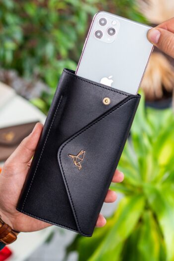 Garbalia Envelope Telefon Ve Bozuk Para Bölmeli Zarf Model Siyah Kadın Cüzdan