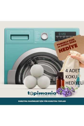 Topimania Yün Kurutma Topları 3 Adet Xxl Doğal Yerli Üretim Çamaşır Yün Kurutma Topu 4 Adet 10 ml Esans - Kurutma Makinesi Için