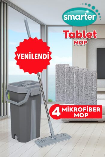 SMARTER Gri Tablet Mop 4 Adet Yedekli Temizlik Seti Paspas