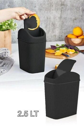 Porselen Diyarı Mini Pratik Kapaklı Banyo Mutfak ve Ofis Tezgah Üstü Çöp Kutusu 2,5 Lt