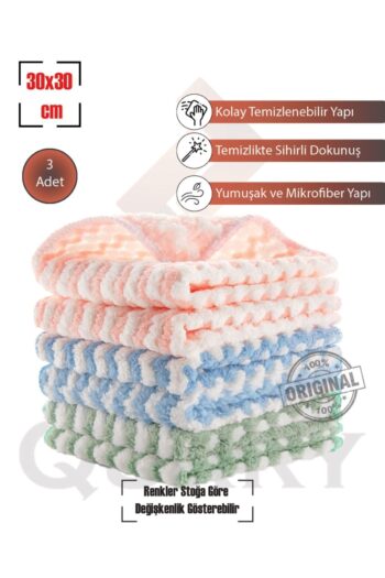 QURRY 3 Adet 30x30cm Süper Emici Mikrofiber Bez, Mercan Polar Temizlik Bezi, Puf Mikrofiber Bez