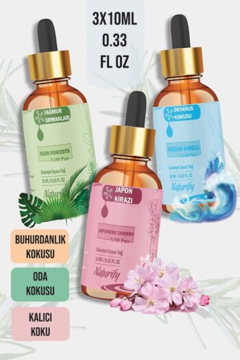 Naturify Okyanus Yağmur Japon Kirazı Esansiyel Buhurdanlık Difüzör Yağı Oda Kokusu Hava Nemlendirici 3x10ml