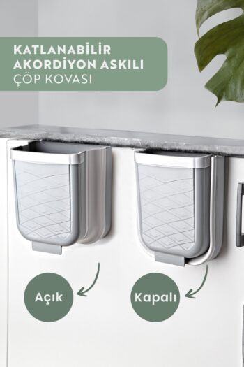 NESS HOME Akordiyon Katlanabilir Askılı Banyo ve Mutfak Tezgahüstü Çöp Kovası - Dolap içi Dışı Gizlenebilir