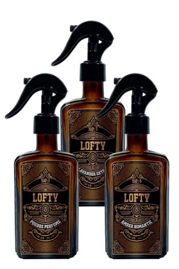 Lofty Pudra, Amber, Lavanta - Viski Model Cam Şişe Oda Ve Çamaşır Spreyi Vegan Içerik / Oda Parfümü 3x