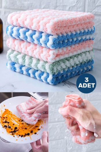 WENTER 3 Adet Mikrofiber Yumuşak Dokulu Temizlik Bezi 30*30 Cm Mutfak Bezi Leke Tutmaz Koku Yapmaz