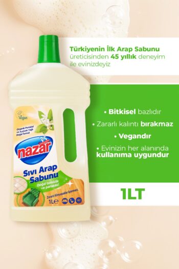 Nazar Sıvı Arap Sabunu - %100 Doğal ve Güçlü Temizlik, Portakal Çiçeği Kokulu Sıvı Arap Sabunu 1000 ml