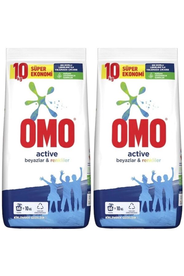 Omo Matik Toz Çamaşır Deterjanı 20kg Beyazlar Ve Renkliler (2PK*10KG) (132 YIKAMA)