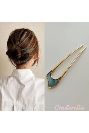 Cinderella Kıvrımlı Model Sedef Detaylı Metal Topuz Tokası - Çubuk Saç Topuz Tokası