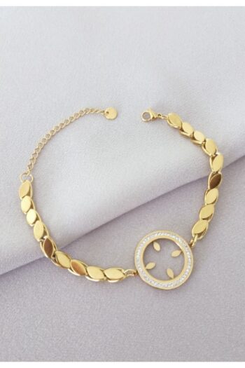 ZD JEWELRY Kadın Gold Arpa Çeyrek Takılan 316 L Çelik Zirkon Taşlı Bileklik