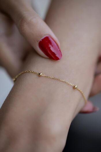 Marbling Kadın Top Model Gold Zincir Bileklik Ebr6002