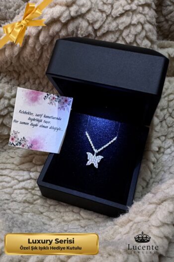Lucente Jewellery Luxury Serisi Işıklı Hediye Kutulu Kelebek Kolye 925 Ayar Gümüş Özgürlük & Değişim Kolyesi