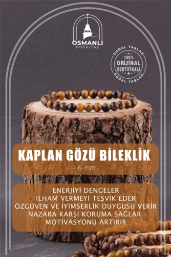 OSMANLI DOĞAL TAŞ Sertifikalı Kaplan Gözü Doğal Taş Bileklik 6 Mm