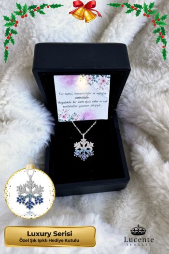 Lucente Jewellery Luxury Serisi Işıklı Hediye Kutulu Kar Tanesi 925 Ayar Gümüş Kolye Yılbaşı Noel Hediyelik Kolyesi