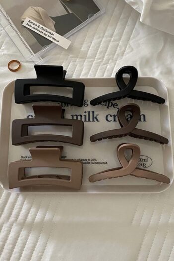 C&E Design Kadın 6'lı Kahve&siyah Mandal Toka Seti