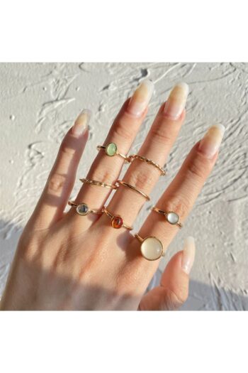 Takıtolia Bliss Gold Altın Renkli Kristal Taşlı Şık Modern Bohem 8 Parça 8'li Yüzük Seti
