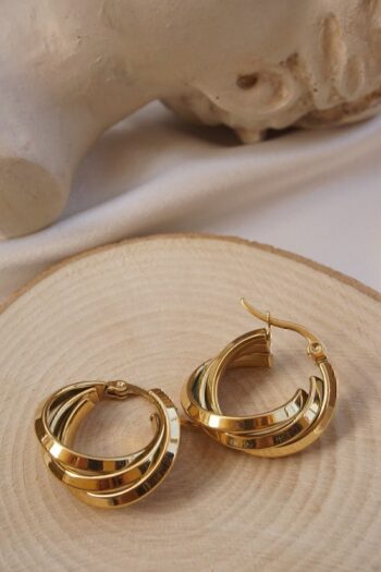 stainles steel Gold Çelik Halka Küpe