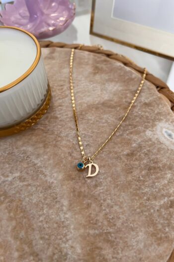 Trendy Butik D Harfli Ve Nazar Sallantılı Ince Zincirli Kolye