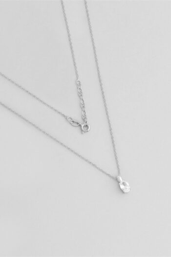 So Chic Oval Kesim 18 Ayar Beyaz Altın Kaplama 45 Cm Gümüş Kolye