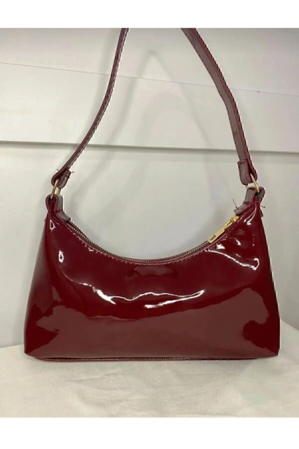 MODA ELF Kadın Bordo Rugan Omuz Çantası