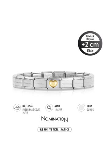 NOMİNATİON Italy Composable Klasik Paslanmaz Çelik Bileklik Ve 18k Dolgulu Kalp