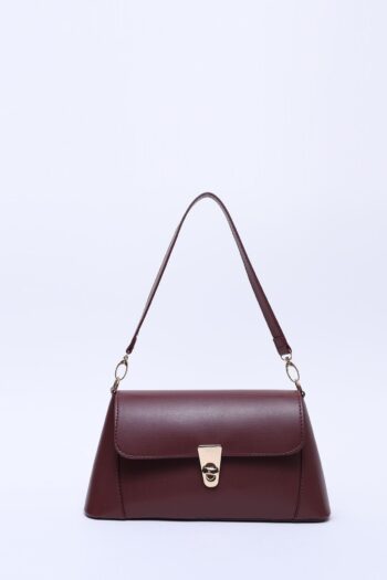 Shaka Bordo Shk153 Suni Deri Kilit Detaylı Standart Askılı Tek Bölmeli El, Kol ve Omuz Çantası U:15 E:29 G
