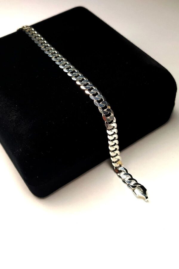 Piraye Silver 925 Ayar Gümüş Italyan Gurmet Bileklik 6 mm Genişlik 21 cm Uzunluk.