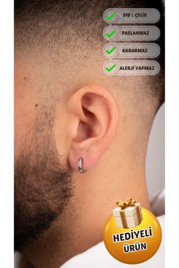 Piercing Market Steel & Silver Erkek Çelik Takı Paslanmaz Kararmaz Özel Tasarım Moda Halka Küpe