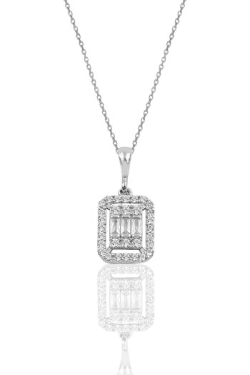 Söğütlü Silver Gümüş Rodyumlu Baget Taşlı Kolye Sgtl10124rodaj