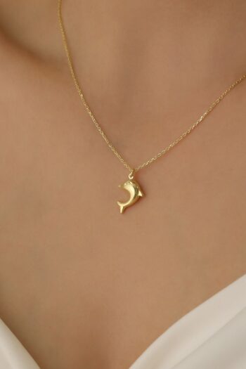 Nox Jewelry 925 Ayar Gümüş Yunus Balığı Kolye Gold