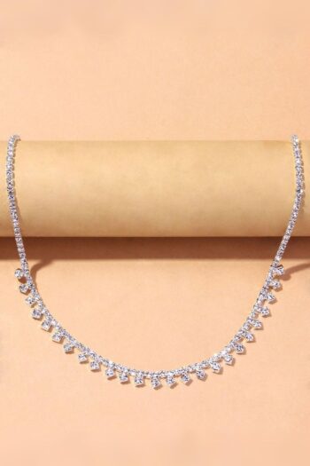 Diloshtrend Design Zirkon Taşlı Gümüş Ton  Rhinestone  Kolye