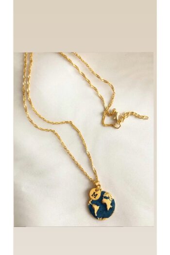 takıcım design Dünya M Harfli Gold Kolye