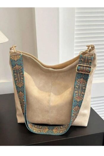 HAPBUY Krem Kadın Lüks Omuz Çantası Desenli Askılı Fermuarlı Kaliteli Işçilik Ve Yumuşak Suni Deri
