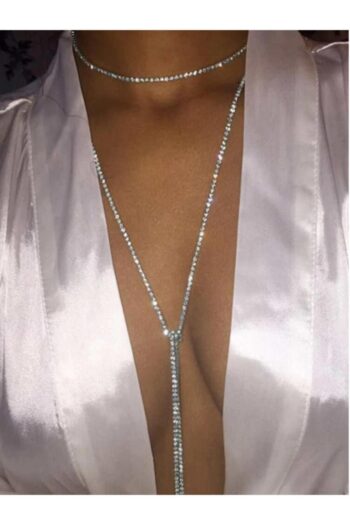 BAHELS Gümüş Renk Kristal Taşlı Rhinestone Kolye