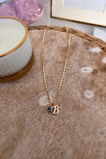 Trendy Butik B Harfli Ve Nazar Sallantılı Ince Zincirli Kolye
