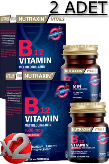 Nutraxin 2 Adet Nutraxin B12 Vitamini 60 Adet Tablet (1000 Mcg) - Dil Altı Tableti