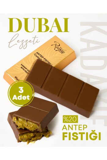 Rayess Çikolata Sütlü Antep Fıstıklı Kadayıflı Külçe Dubai Çikolatası 86 gr 3'lü Paket