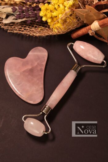 Genel Markalar A Kalite Doğaltaş Pembe Kuvars Gua Sha Yüz Masaj Ve Yüz Yogası Taşı Roller Cessnova