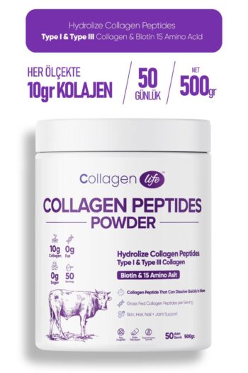 Collagen Life %100 Hidrolize Kolajen Peptitler Biotin Ve 15 Amino Asit İçeren Gıda Takviyesi 50 Günlük