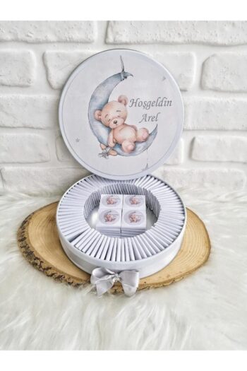 Genel Markalar Angel Gift Chocolate 100 Adet Ayda Uyuyan Ayıcık Konsept Isme Özel Bebek Hediyelik Çikolata